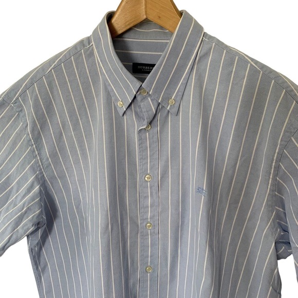 BURBERRY LONDON Shirt Mens Blue Striped Button Down Long Sleeve Size XL 5 - Picture 3 of 6